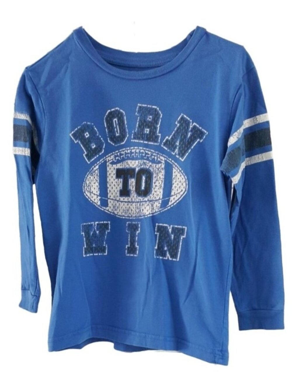 Greendog Boys Born To Win Football Shirt Blue Size 5 Long Sleeve Stripe Pullover